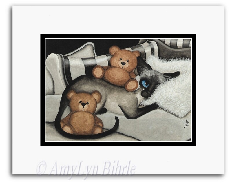 Siamese Cat Comfort Teddy Bears Art Prints /& by Bihrle ck347