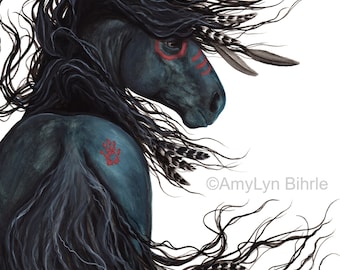 Schwarzes Kriegspferd Tattoo-Design: Individuell anpassbarer digitaler Download