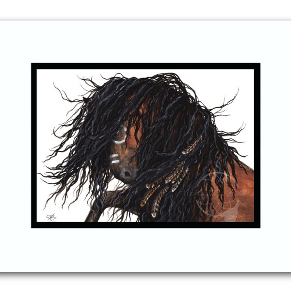 NEW Ready to Ship Hand Signed Gift Idea - Kiger Mustang Horse - Hand signed Dated Matted Print- Art by BiHrLe mm128