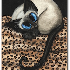 Siamese Cat Leopard Cat Nap - Fine Art Prints by Bihrle ck397