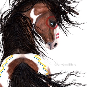 Majestic Pinto Horse Digital Download for Tattoo Pass - Existing Design Customizable Non exclusive one time use. AmyLyn Bihrle mm126