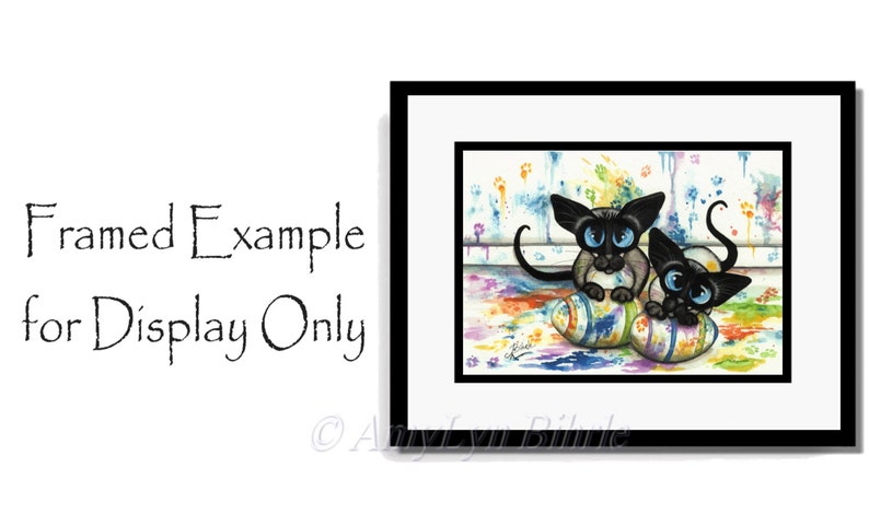 Siamese Cat Double Trouble Easter Egg Painting Art Print by Bihrle ck409 image 2