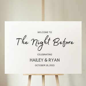 The Night Before Welcome Sign Template, Rehearsal Dinner Welcome Sign, Welcome to the Night Before, Printable Instant Download