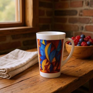 Beautiful Abstract Coffee Mug - Large Ceramic Latte Cup - Dishwasher & Microwave Safe