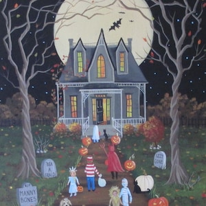 Halloween Folk Art Print~Enter if You Dare