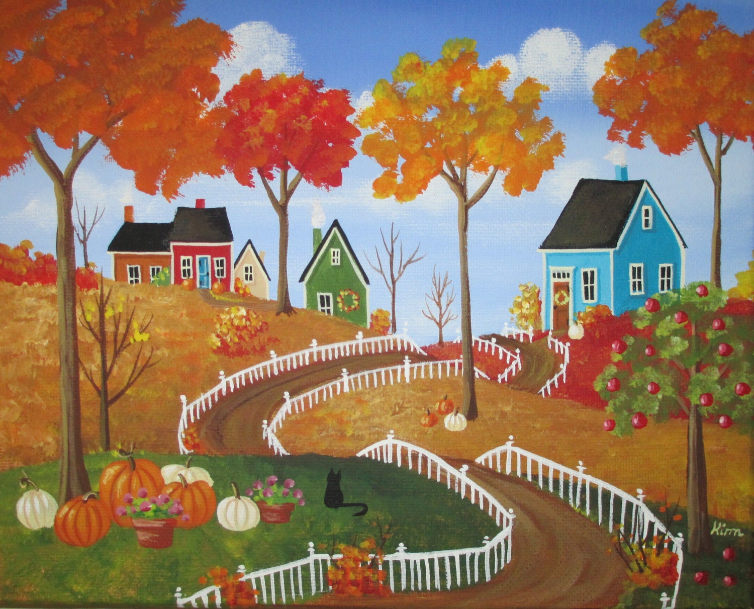 Colors of Autumn Folk Art Print | Etsy