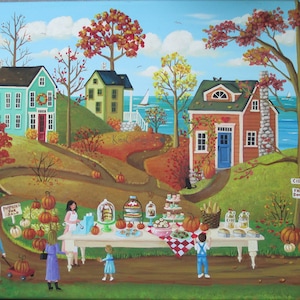 Harbor Town Bake Sale Folk Art Print