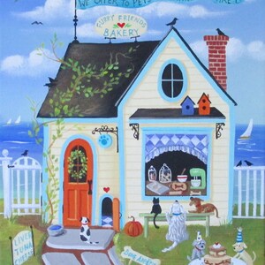 Furry Friends Bakery Folk Art Print