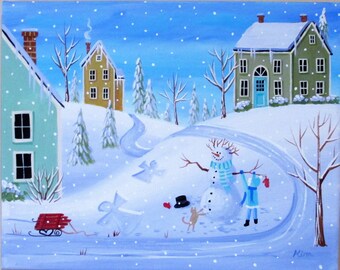 Snow Days Folk Art Print