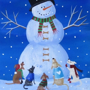 The Christmas Crooners Winter Folk Art Print