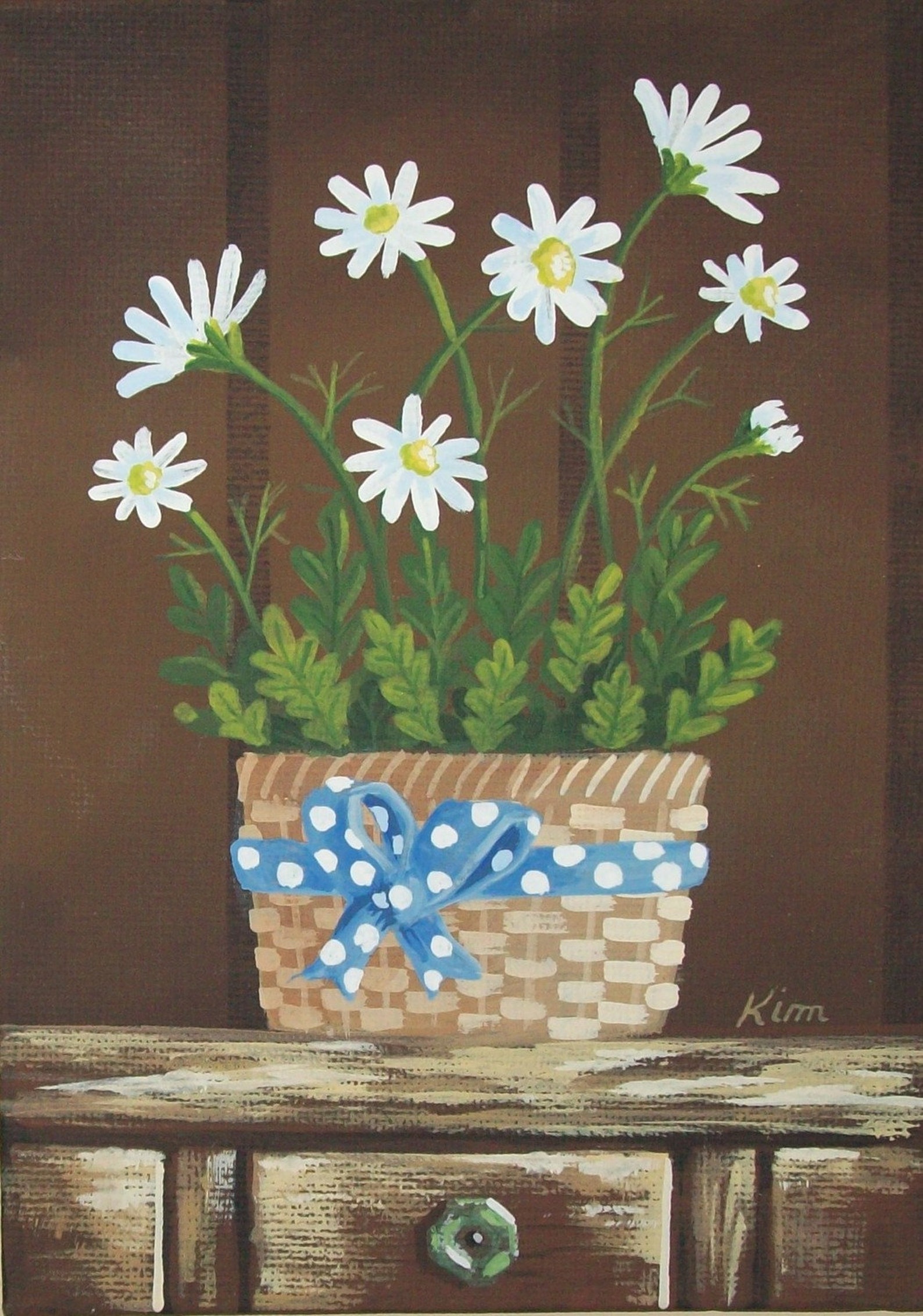 Daisies Original Folk Art Print Etsy