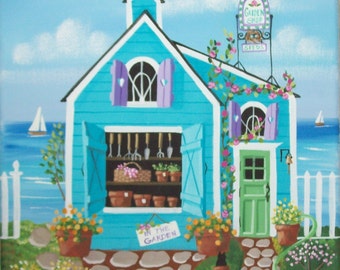 Garden Shop Folk Art Print