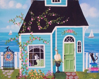 Storybook Cottage Folk Art Print