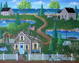 Folk Art Print~Nantucket Summer