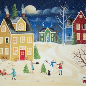 Folk Art Winter Print ~ More Snow!