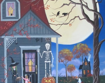 Halloween Folk Art Print~Trick or Treat