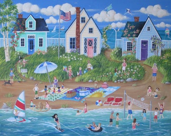 Folk Art Print~Beach Party