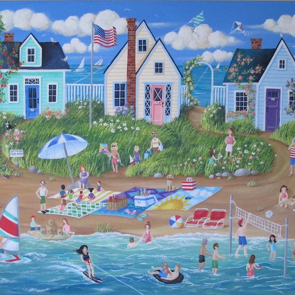 Folk Art Print~Beach Party