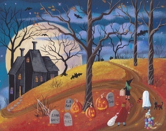 Raven Hill Halloween Folk Art Print