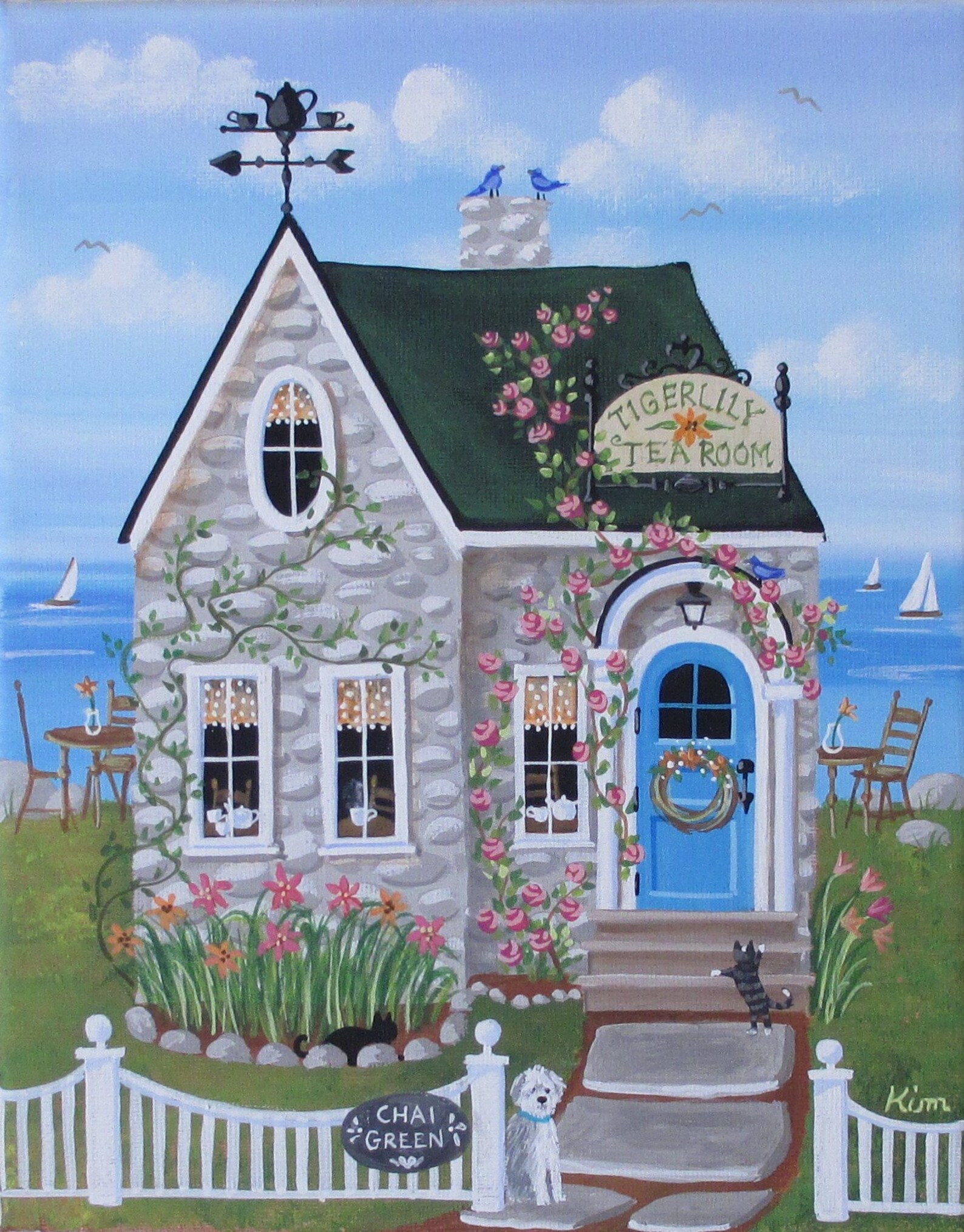 Folk Art Print~tigerlily Tea Room - Etsy