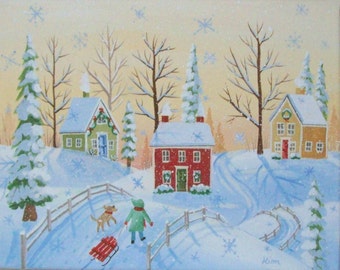 Christmas Morning Folk Art Print