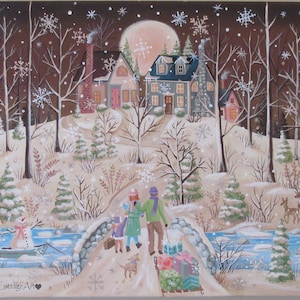 Over the River and Through the Woods ~ Winter Folk Art Print