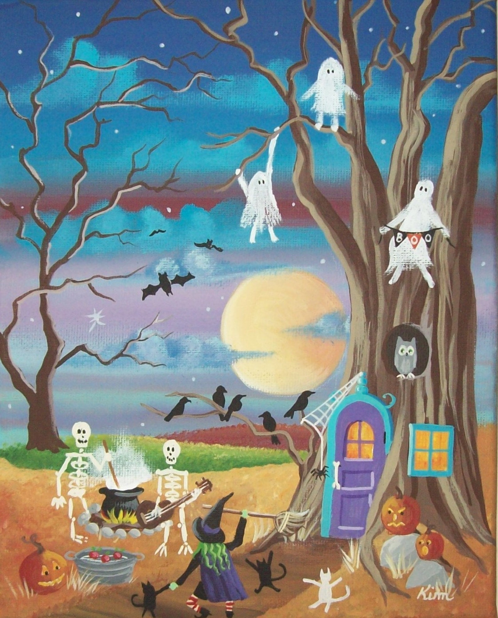 Folk Art Print Halloween Party Etsy