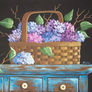 Hydrangeas Folk Art Print