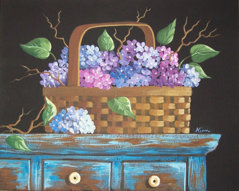 Hydrangeas Folk Art Print image 1