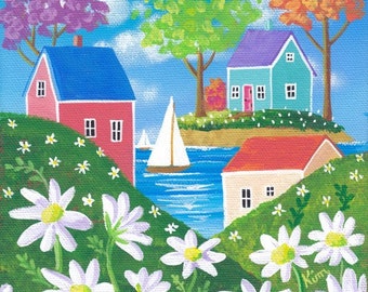 Daisy Hills Folk Art Print