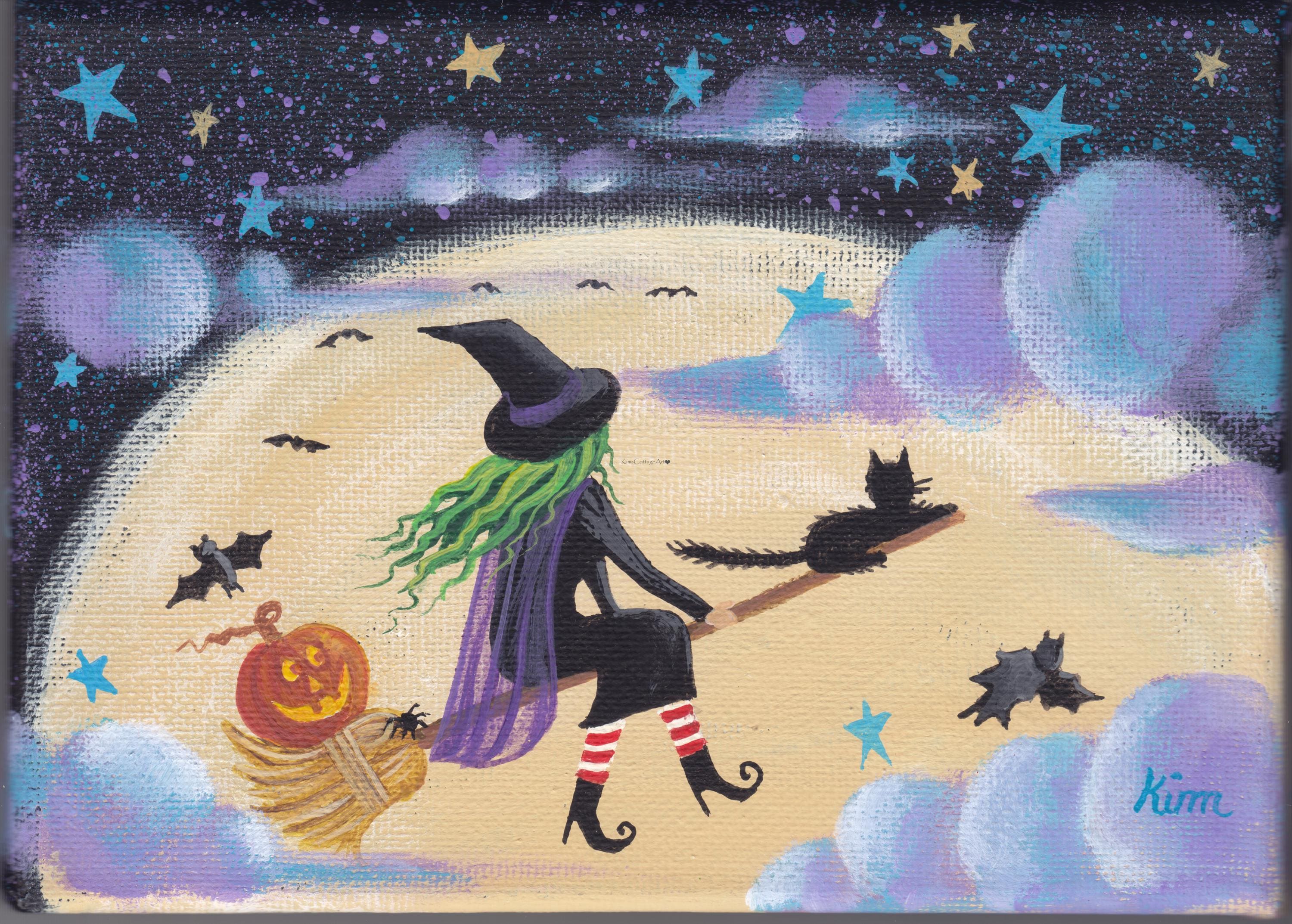 Round the Moon Folk Art Print - Etsy