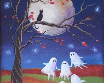 Ghost Dance Halloween Folk Art Print