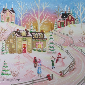Snow Much Fun Winter Folk Art Print