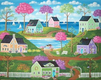 Folk Art Print~Bloomington Cove