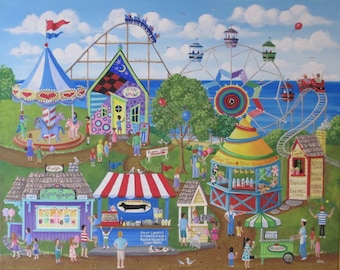 Folk Art Print~Carnival at the Coast