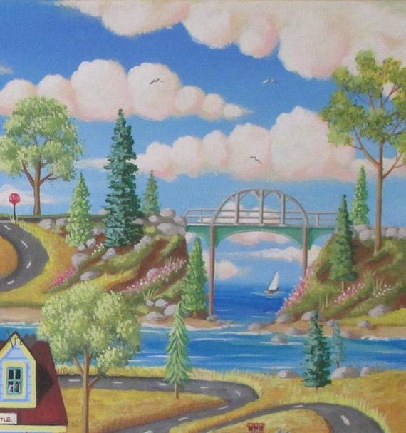 Summer Fun Folk Art Print~ Seascape ~ Joyride - Etsy