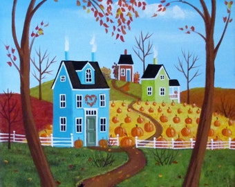 Heart of Autumn Folk Art Print