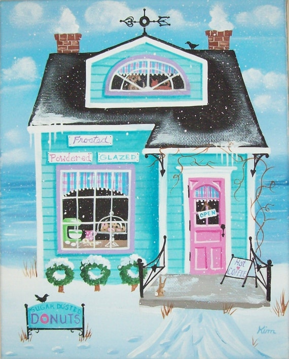 Sugar Dust Donut Shop Original Folk Art Print - Etsy Sugar Dust Donut Shop Original Folk Art Print - Etsy
