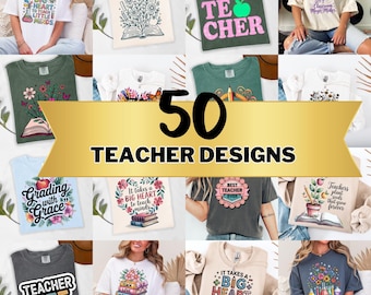50 Teacher PNG Bundle Cute Teacher Sublimation Designs Back to School PNGs Teacher Life Clipart Printable Teacher Quotes Teacher Digital PNG
