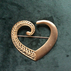 Vintage Heart Brooch with Leaf Motif by JJ