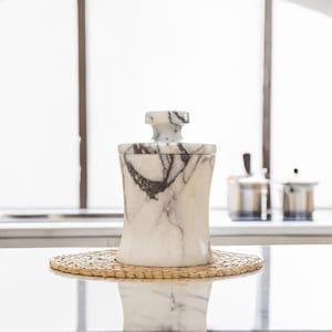 Venia - Marble Spice Jar with Lid: Marble Canister, Stone Salt Cellar