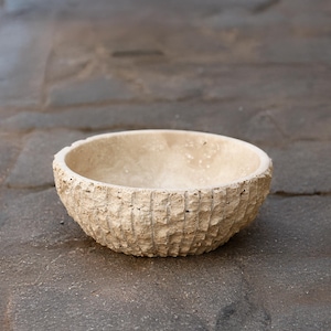 Arida - 8.3&quot; Handcrafted Travertine Bowl - Decorative Marble Centerpiece Bowl