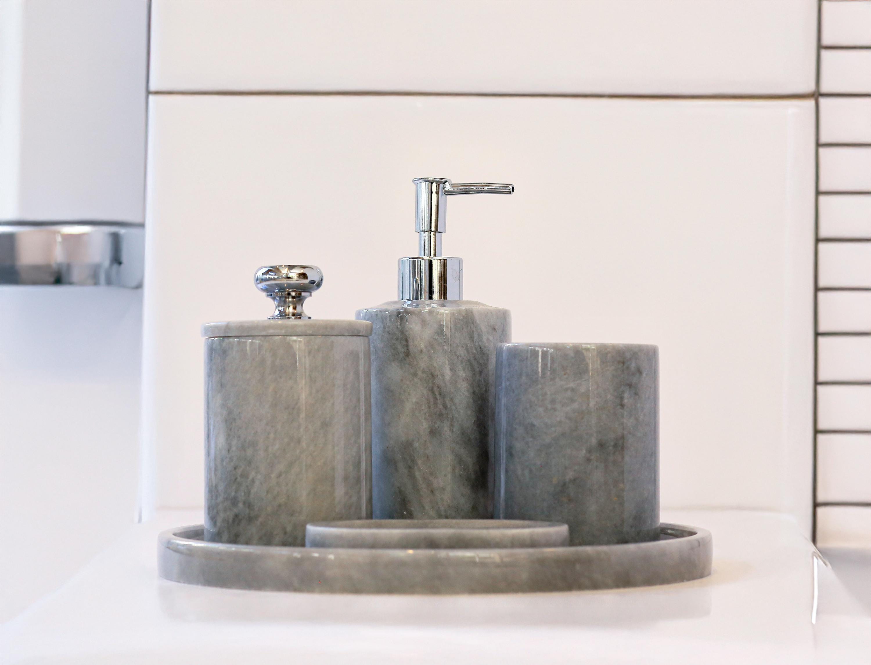 Aurelia - 5-piece Luxury Grey Marble Bathroom Accessories Set - Etsy