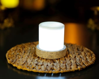 Candela - Handmade Marble LED Table Lamp: Rechargeable Bedside Night Light