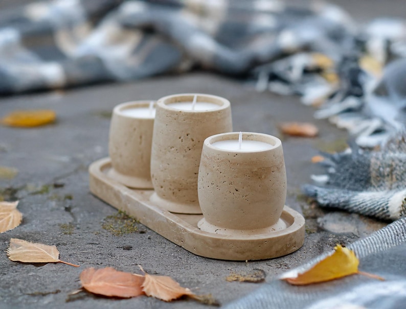 MarbelixDesign Luminia Travertine Candle Holder - Thumbnail 4