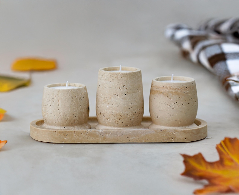 MarbelixDesign Luminia Travertine Candle Holder