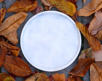 Armonia - Decorative White Marble Tray : 10.6" (27cm) Stone Tray for Bathroom Kitchen & Living Room