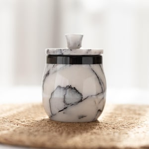 Hestia - Handcrafted Marble Spice Jar with Lid: Marble Canister, Stone Salt Cellar
