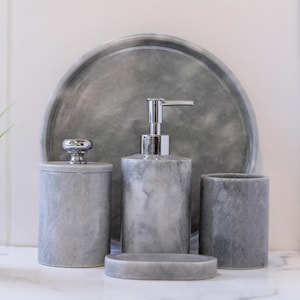 Aurelia - 5-Piece Luxury Grey Marble Bathroom Accessories Set
