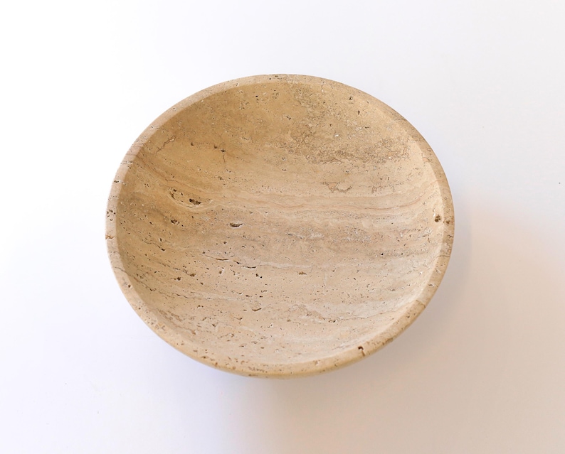 Gratia - Large Travertine Pedestal Bowl: Marble Centerpiece, 12" Serving Bowl image 6